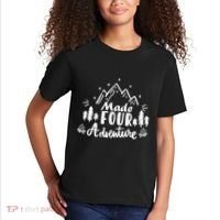 Made Four Adventure 4th Birthday Party Camping Theme Kids T-Shirt thumb 2