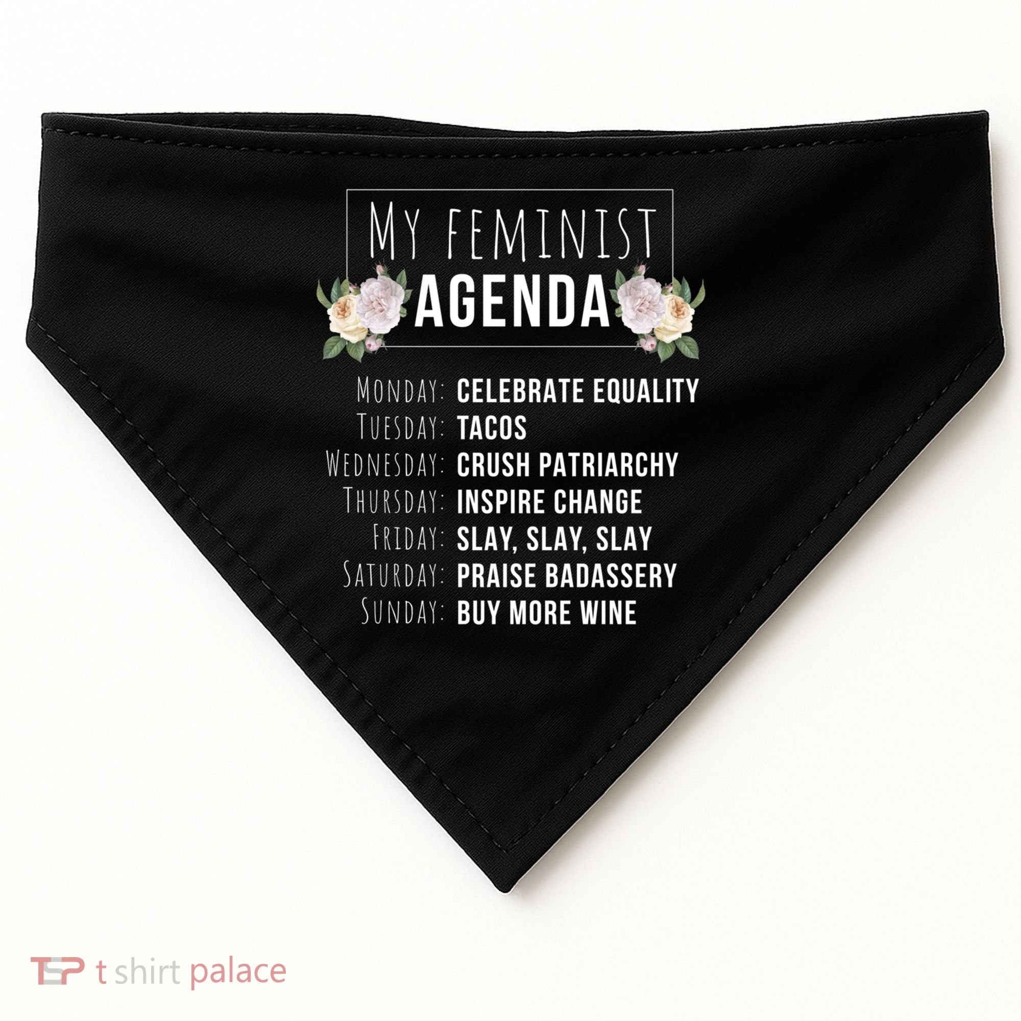 My Feminist Agenda Cool Feminist Feminism Gift USA-Made Doggie Bandana