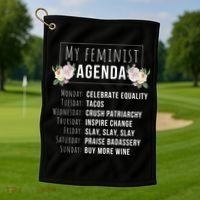 My Feminist Agenda Cool Feminist Feminism Gift Golf Towel thumb 1