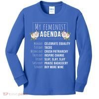 My Feminist Agenda Cool Feminist Feminism Gift Kids Long Sleeve Shirt thumb 0