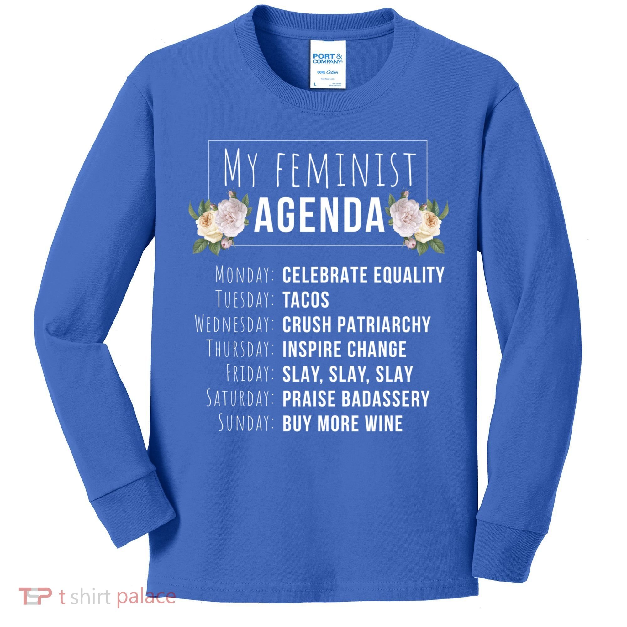 My Feminist Agenda Cool Feminist Feminism Gift Kids Long Sleeve Shirt