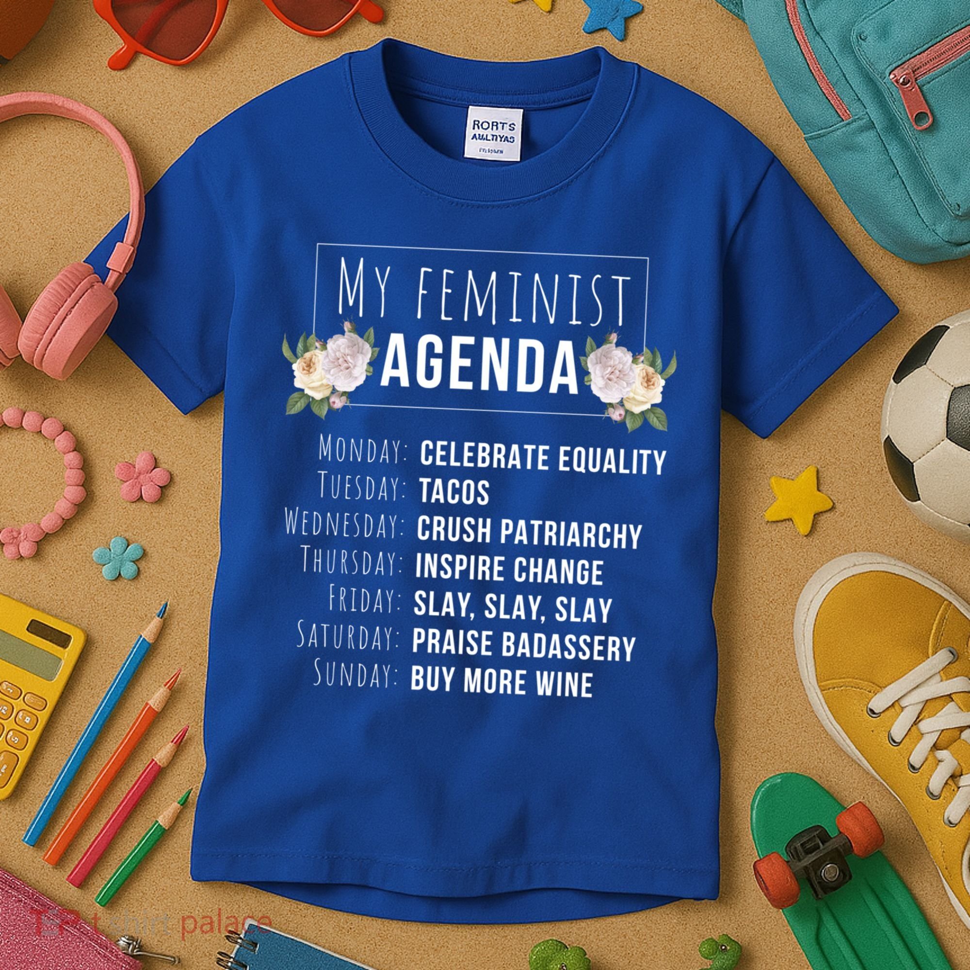 My Feminist Agenda Cool Feminist Feminism Gift Kids T-Shirt