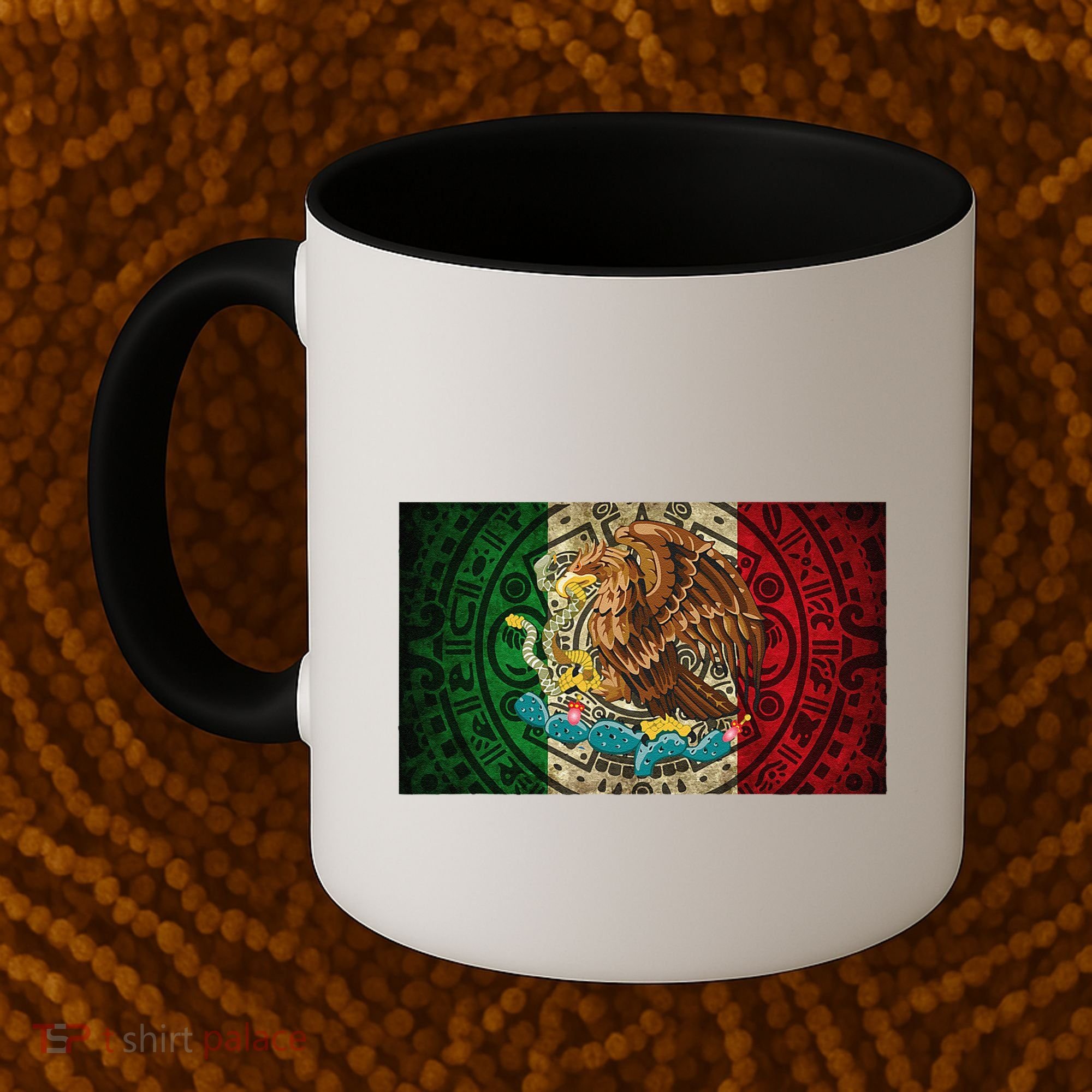Mexican Flag Aztec Calendar Mexico Coffee Mug