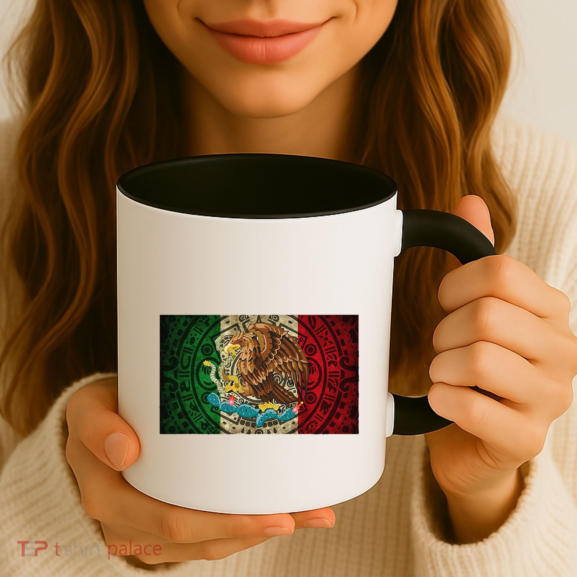 Mexican Flag Aztec Calendar Mexico Coffee Mug