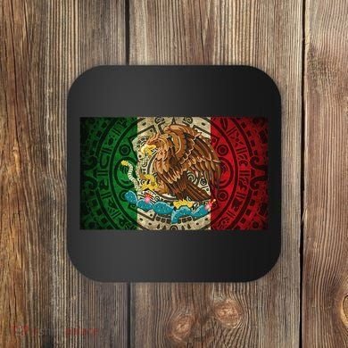 Mexican Flag Aztec Calendar Mexico Coaster