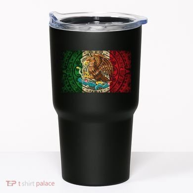 Mexican Flag Aztec Calendar Mexico Tumbler