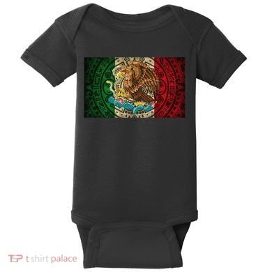 Mexican Flag Aztec Calendar Mexico Baby Bodysuit