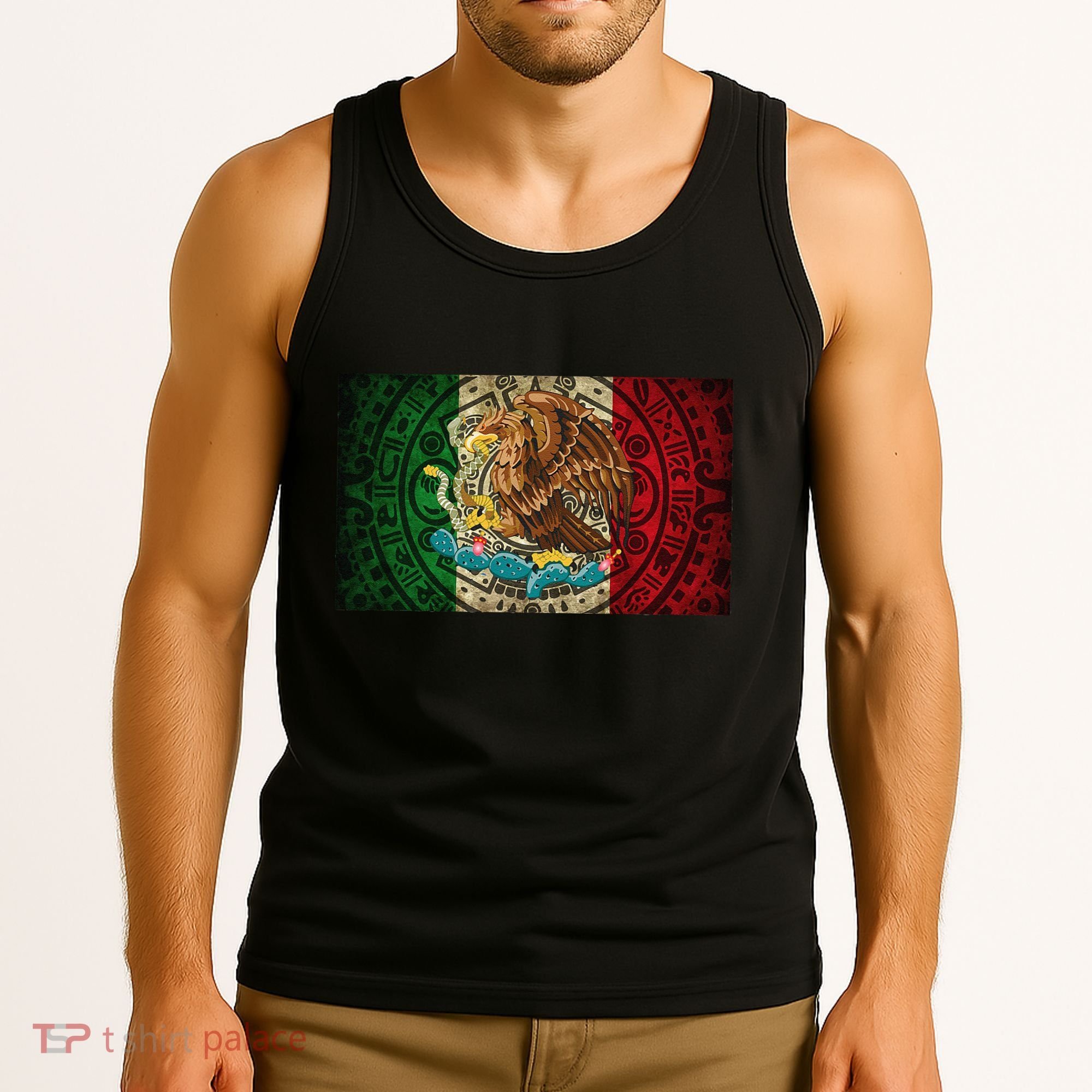 Mexican Flag Aztec Calendar Mexico Tank Top