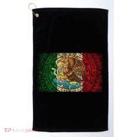 Mexican Flag Aztec Calendar Mexico Golf Towel thumb 0