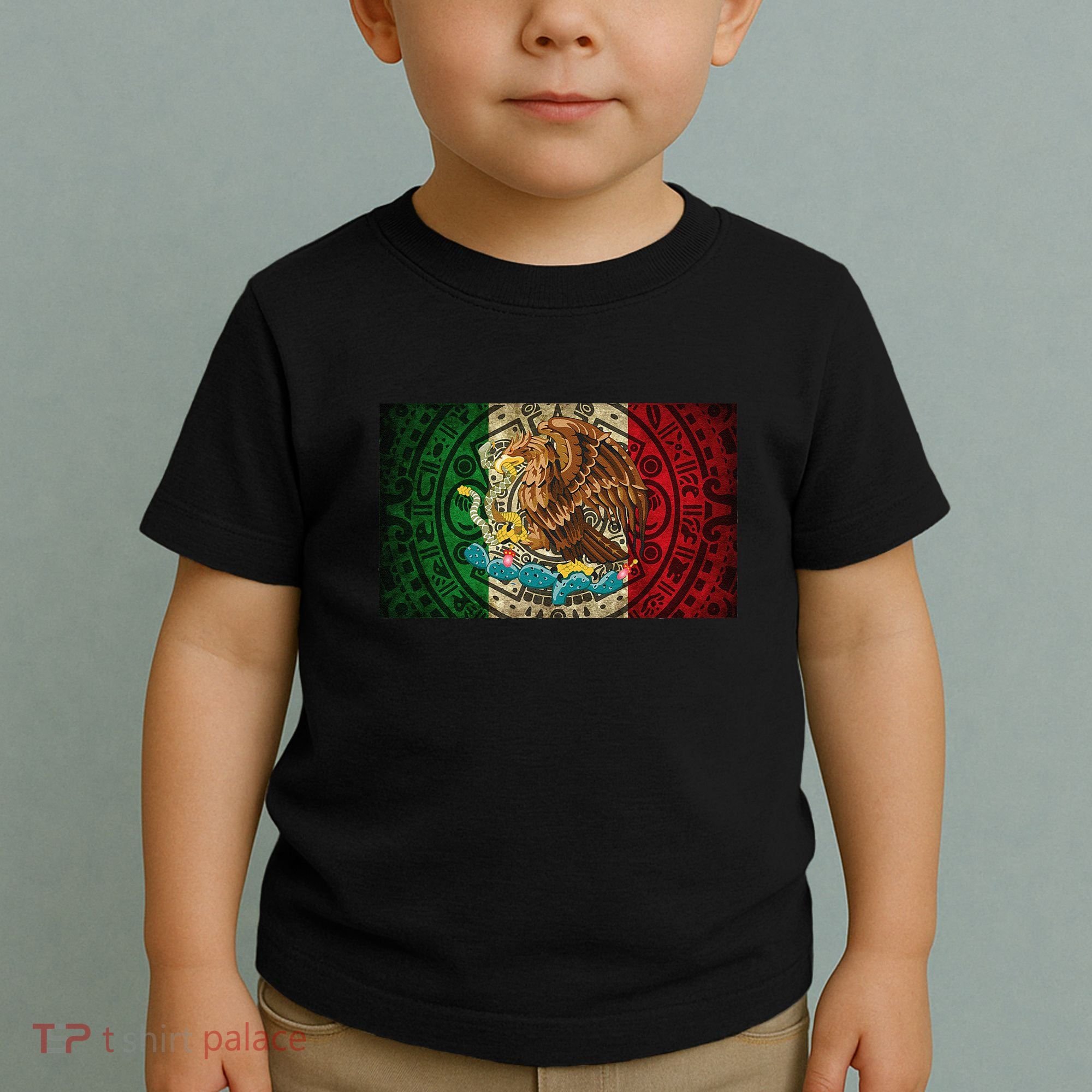 Mexican Flag Aztec Calendar Mexico Toddler T-Shirt