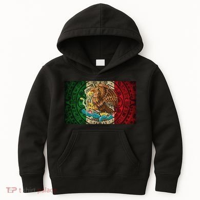 Mexican Flag Aztec Calendar Mexico Kids Hoodie
