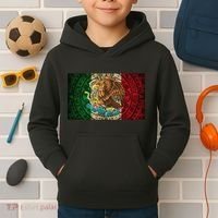 Mexican Flag Aztec Calendar Mexico Kids Hoodie thumb 2