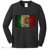 Mexican Flag Aztec Calendar Mexico Kids Long Sleeve Shirt thumb 0