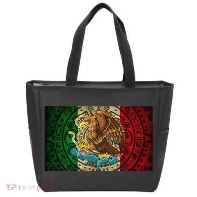 Mexican Flag Aztec Calendar Mexico Tote Bag