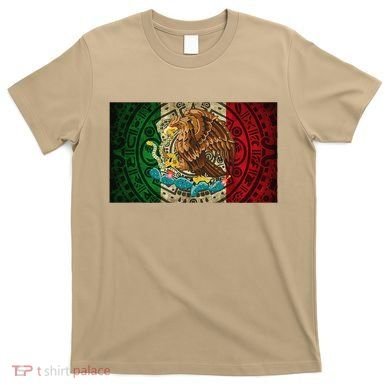 Mexican Flag Aztec Calendar Mexico T-Shirt