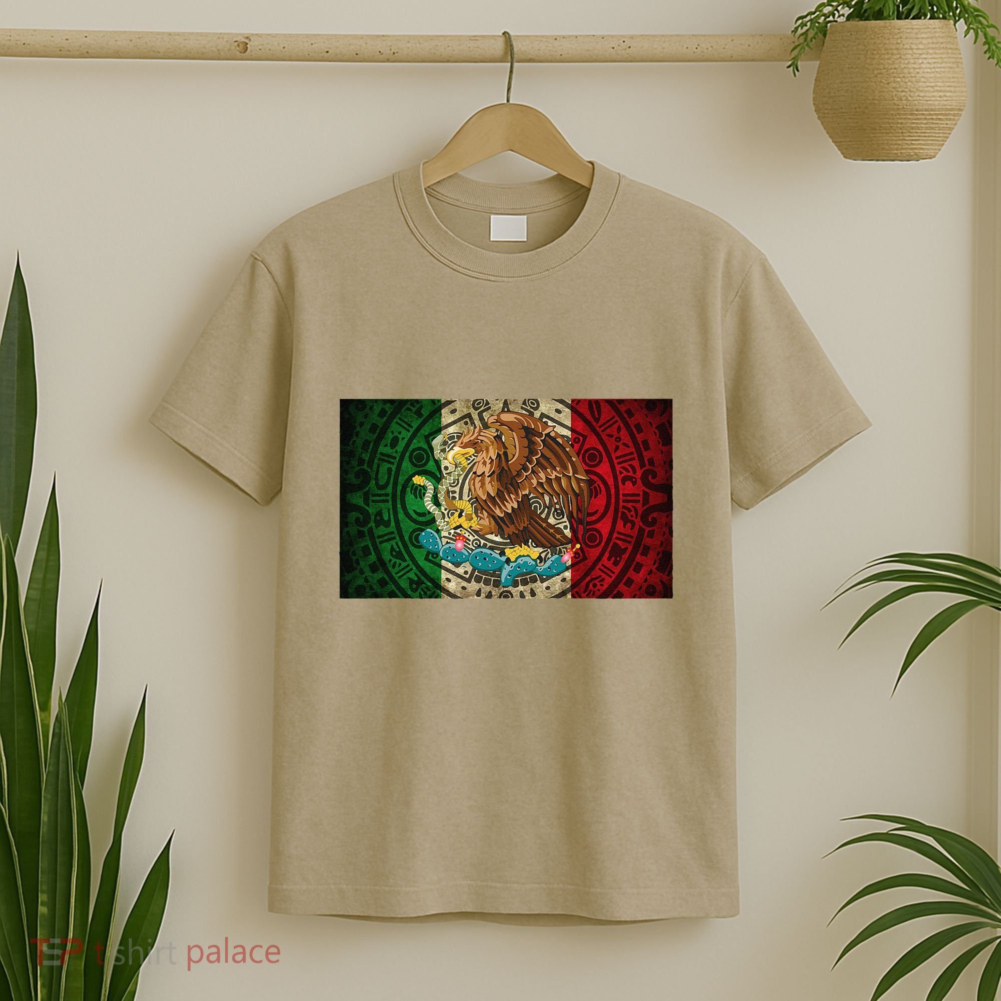 Mexican Flag Aztec Calendar Mexico T-Shirt