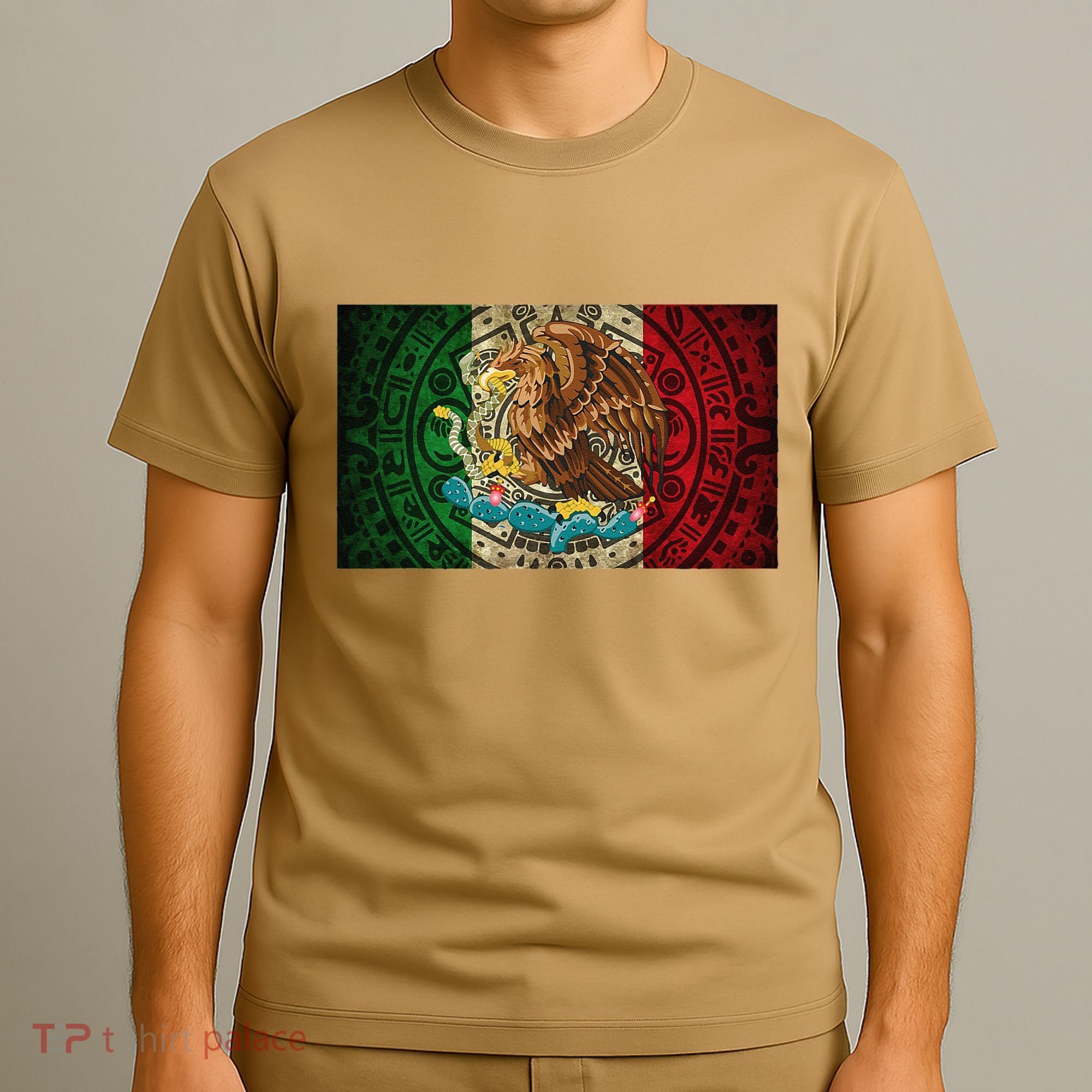 Mexican Flag Aztec Calendar Mexico T-Shirt