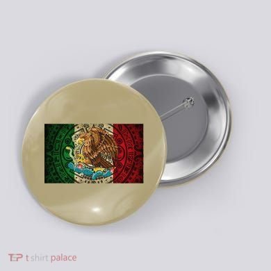 Mexican Flag Aztec Calendar Mexico Button