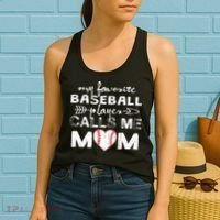 My Favorite Baseball Player Calls Me Mom, Mother's Day Women's Tank Top thumb 2
