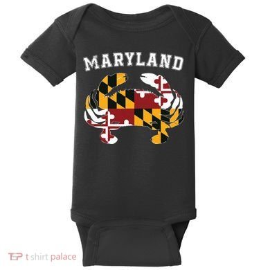 Maryland Flag Blue Crab T State Pride Retro Baby Bodysuit