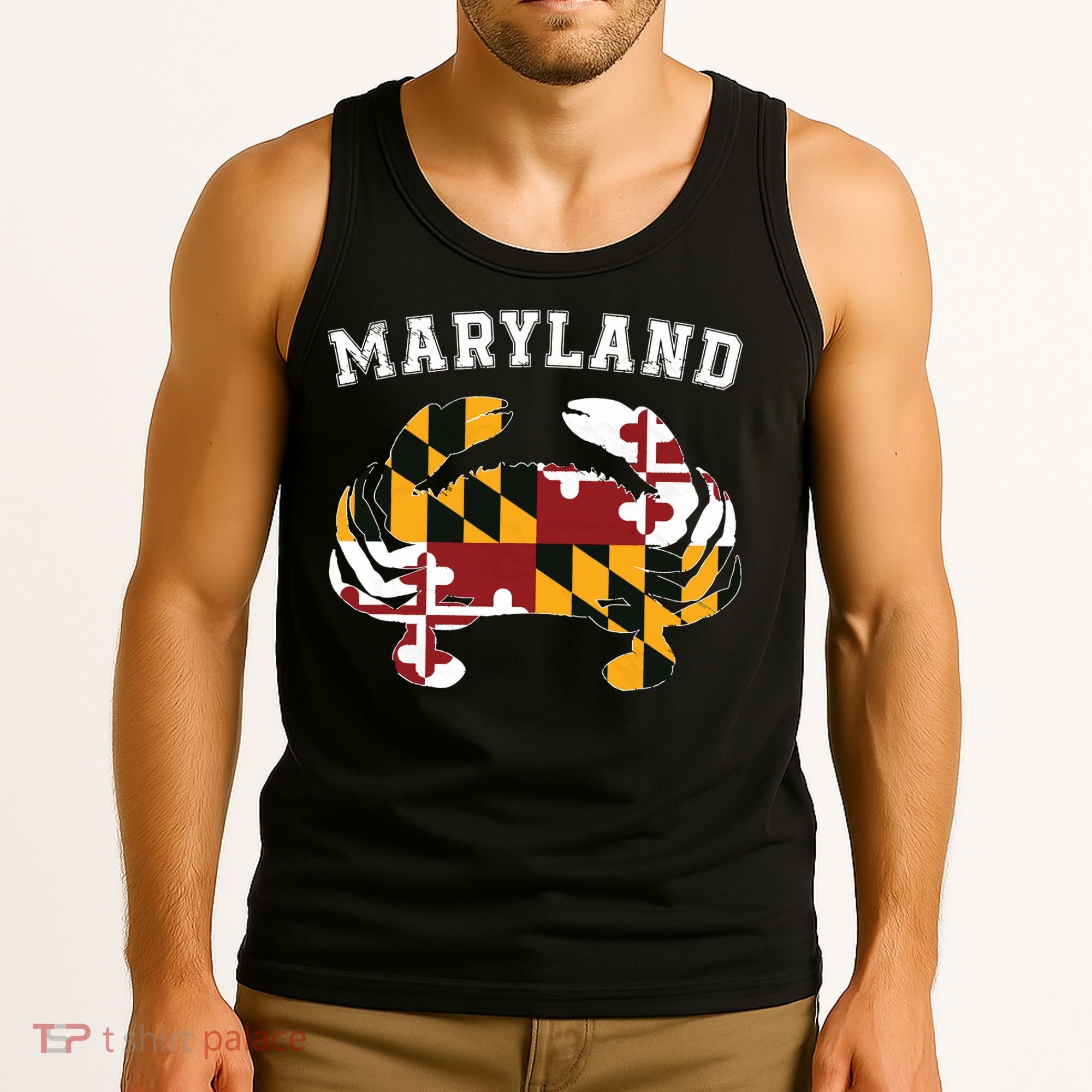 Maryland Flag Blue Crab T State Pride Retro Tank Top