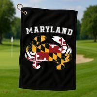 Maryland Flag Blue Crab T State Pride Retro Golf Towel thumb 1