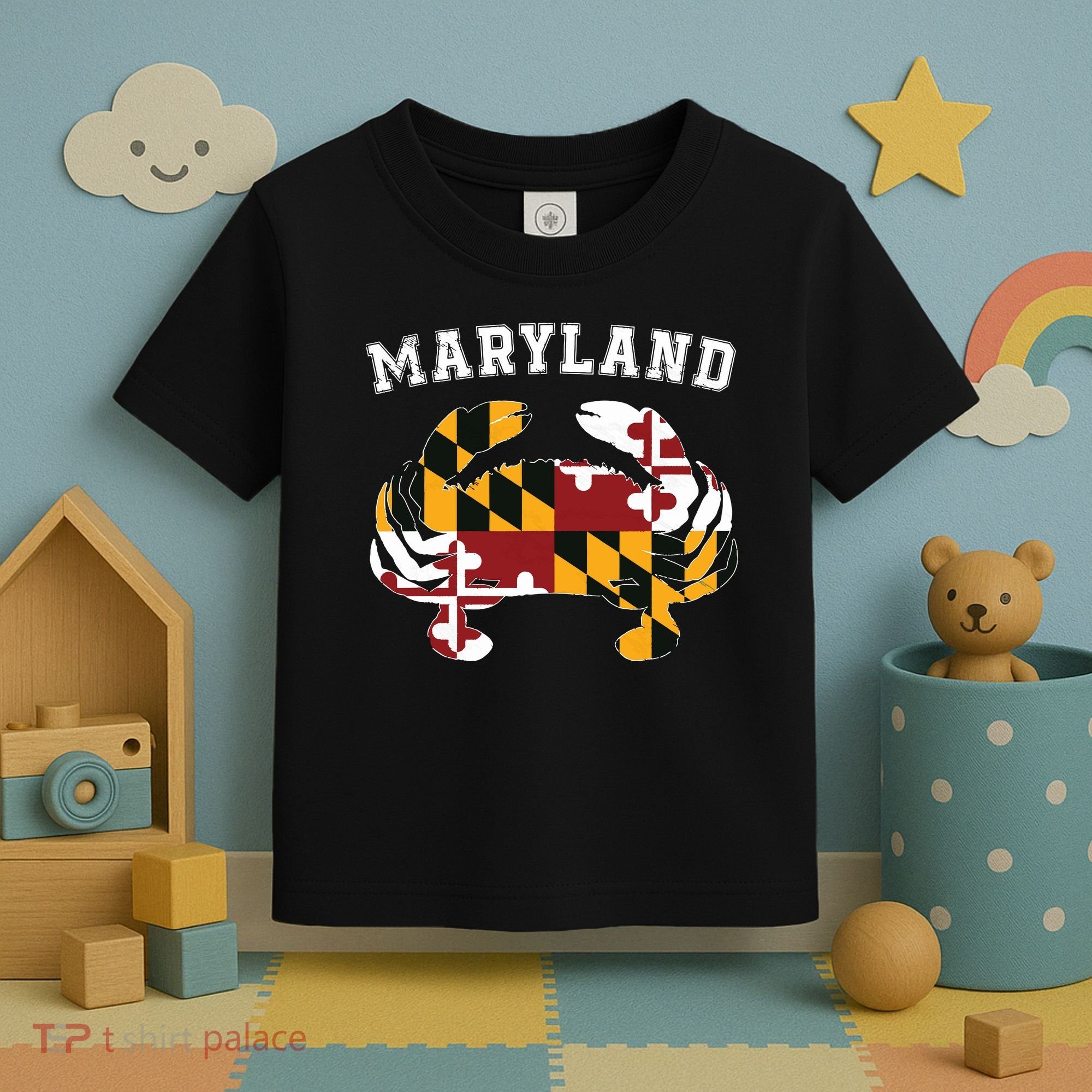 Maryland Flag Blue Crab T State Pride Retro Toddler T-Shirt