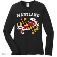 Maryland Flag Blue Crab T State Pride Retro Women's Long Sleeve Shirt thumb 0