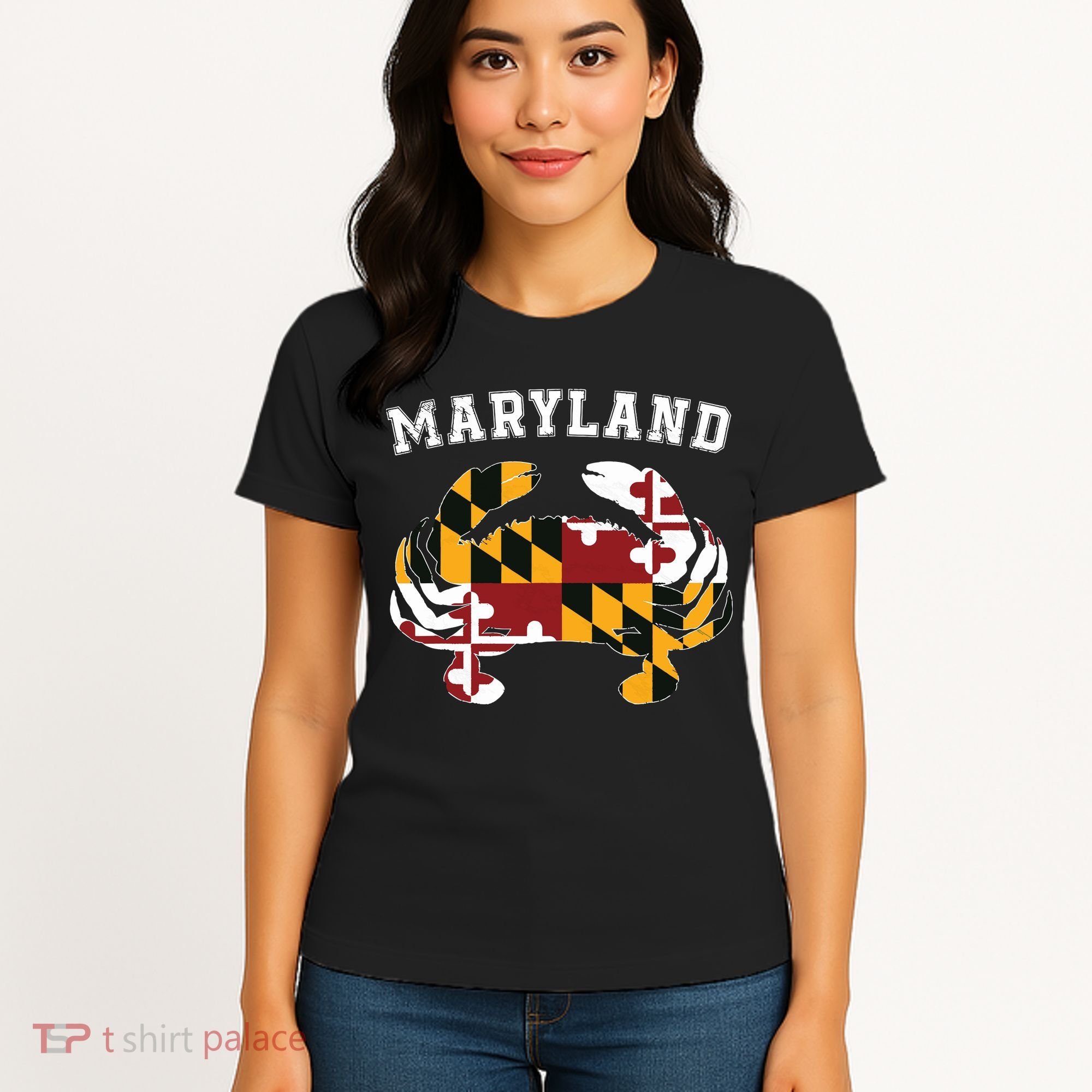 Maryland Flag Blue Crab T State Pride Retro Women's T-Shirt