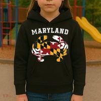 Maryland Flag Blue Crab T State Pride Retro Kids Hoodie thumb 3