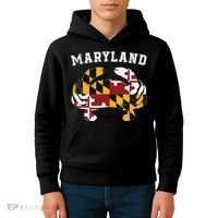 Maryland Flag Blue Crab T State Pride Retro Kids Hoodie thumb 4