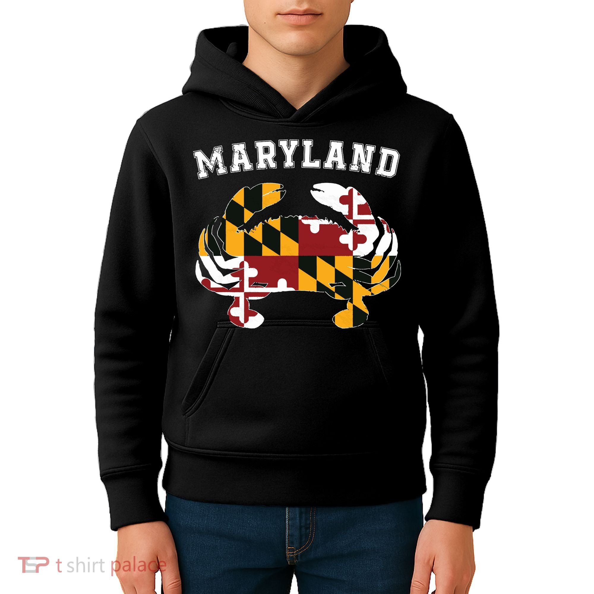 Maryland Flag Blue Crab T State Pride Retro Kids Hoodie