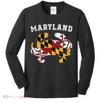 Maryland Flag Blue Crab T State Pride Retro Kids Long Sleeve Shirt thumb 0