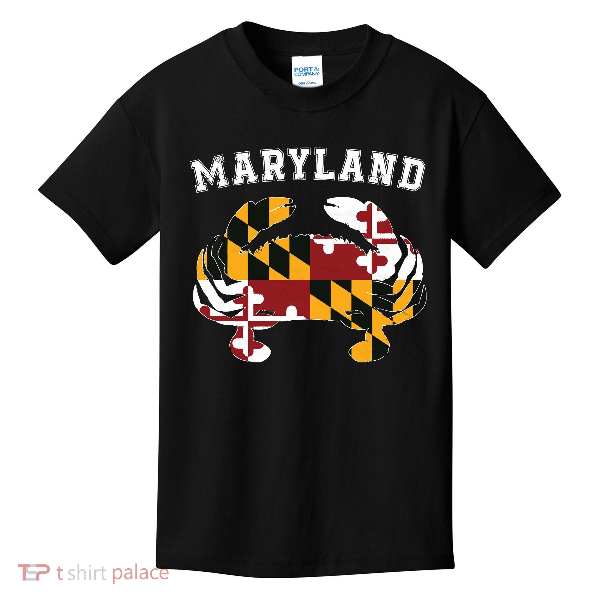 Maryland Flag Blue Crab T State Pride Retro Kids T-Shirt
