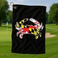 Maryland Flag Blue Crab Gift Golf Towel thumb 1