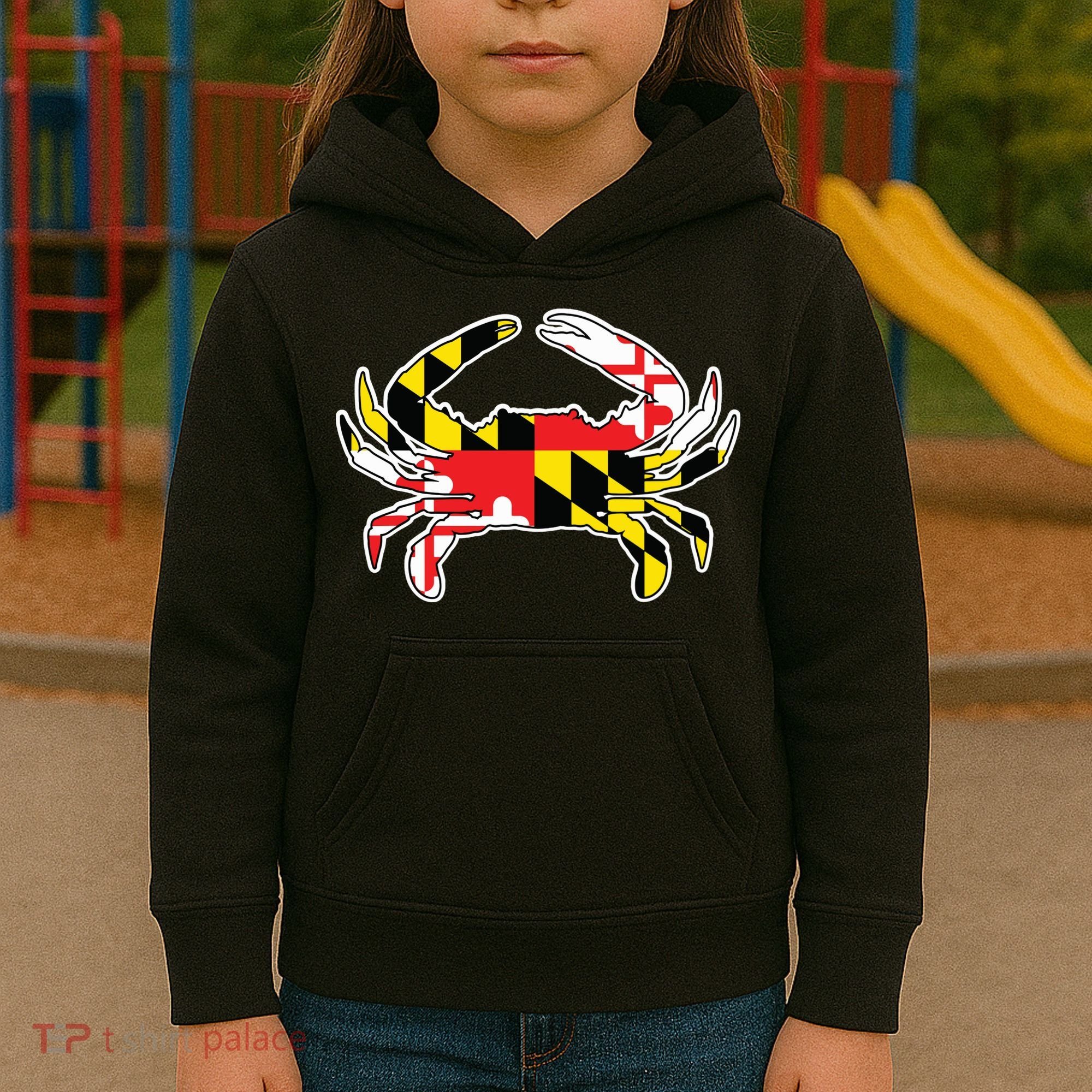 Maryland Flag Blue Crab Gift Kids Hoodie