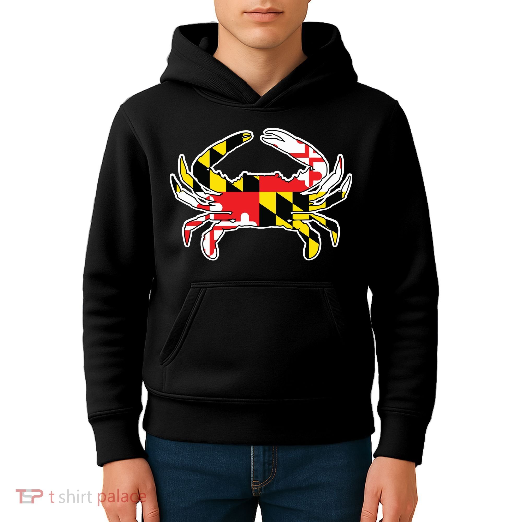 Maryland Flag Blue Crab Gift Kids Hoodie