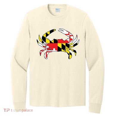 Maryland Flag Blue Crab Gift Long Sleeve Shirt
