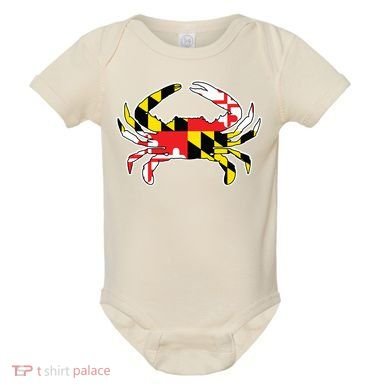 Maryland Flag Blue Crab Gift Baby Bodysuit