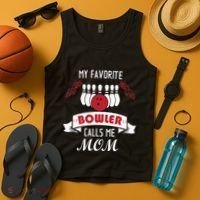 My Favorite Bowler Calls Me Mom Proud Bowling Mom Tank Top thumb 4