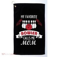 My Favorite Bowler Calls Me Mom Proud Bowling Mom Golf Towel thumb 0
