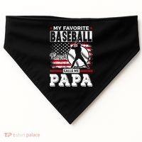 Mens Favorite Baseball Player Calls Me Papa US Flag Father_s USA-Made Doggie Bandana thumb 0