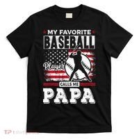 Mens Favorite Baseball Player Calls Me Papa US Flag Father_s T-Shirt thumb 0