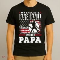 Mens Favorite Baseball Player Calls Me Papa US Flag Father_s T-Shirt thumb 3