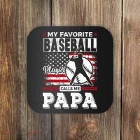 Mens Favorite Baseball Player Calls Me Papa US Flag Father_s Coaster thumb 0