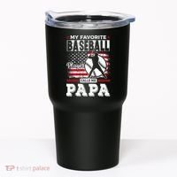 Mens Favorite Baseball Player Calls Me Papa US Flag Father_s Tumbler thumb 0