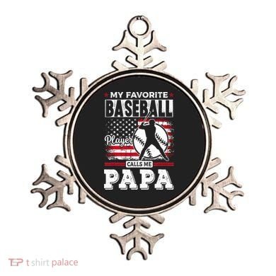 Mens Favorite Baseball Player Calls Me Papa US Flag Father_s Ornament