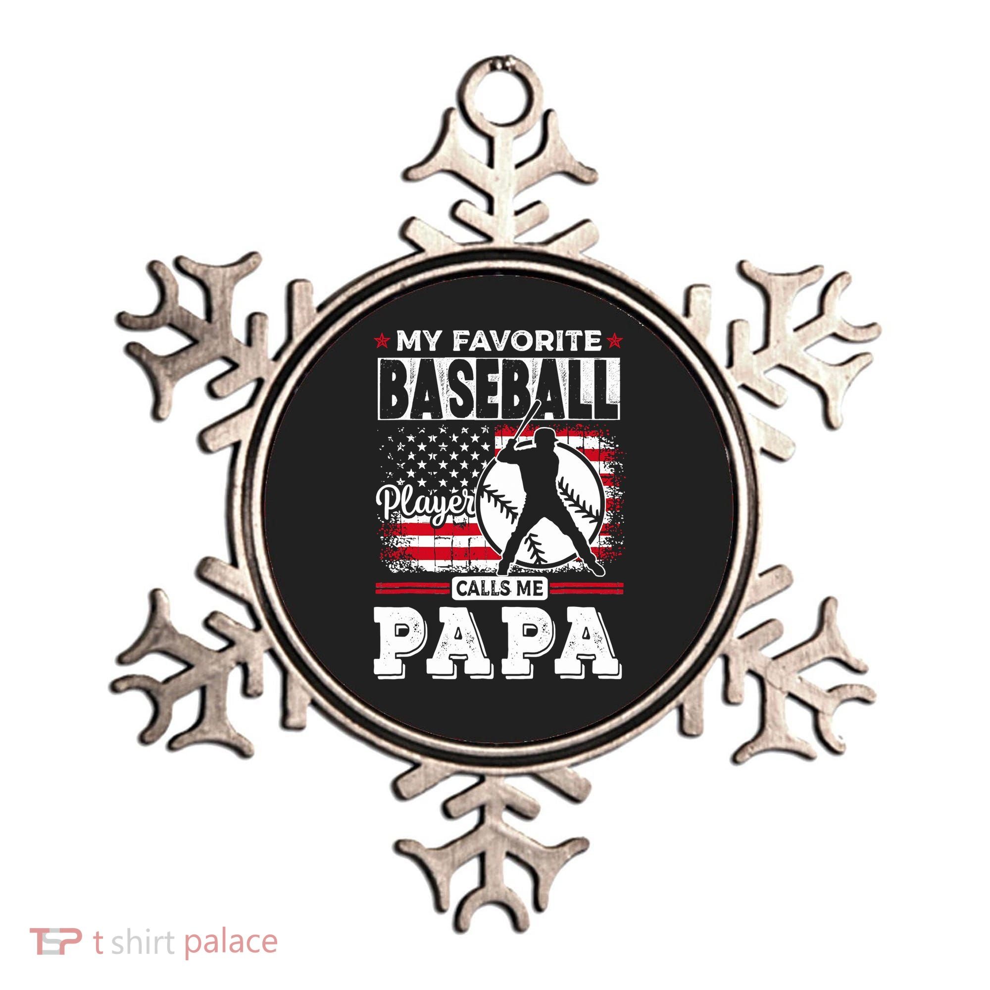 Mens Favorite Baseball Player Calls Me Papa US Flag Father_s Ornament