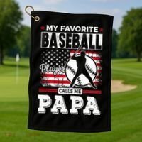 Mens Favorite Baseball Player Calls Me Papa US Flag Father_s Golf Towel thumb 1