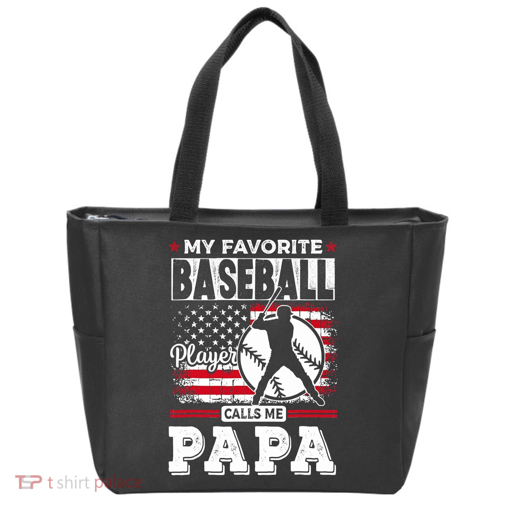 Mens Favorite Baseball Player Calls Me Papa US Flag Father_s Tote Bag